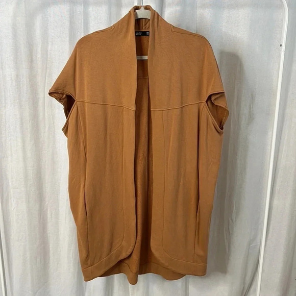 LNBF Bamboo Oversized Tan Open Vest Cardigan, Size XS - Picture 7 of 10